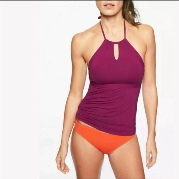 Athleta High Neck Key Hole Tankini in Exotic Fuscia S - Picture 1 of 6